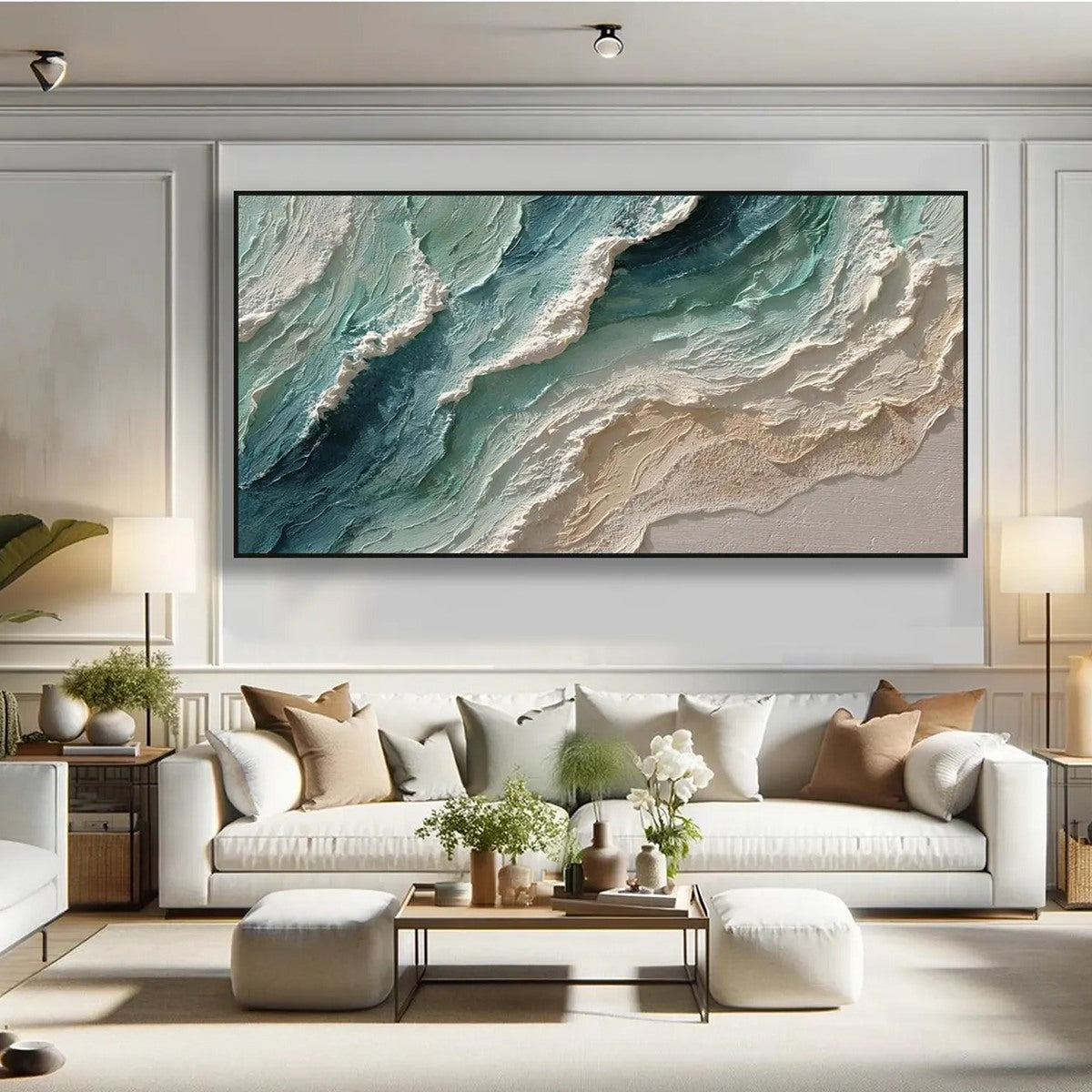 OCEAN'S BREATH: Textured Wabi Sabi Coastal Seascape Painting