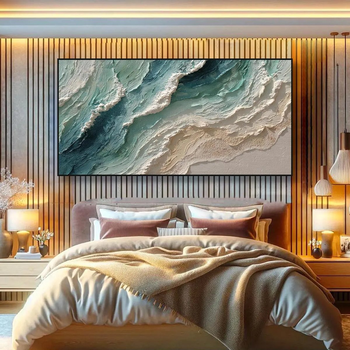 OCEAN'S BREATH: Textured Wabi Sabi Coastal Seascape Painting