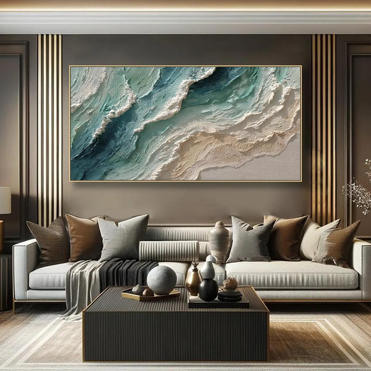 OCEAN'S BREATH: Textured Wabi Sabi Coastal Seascape Painting