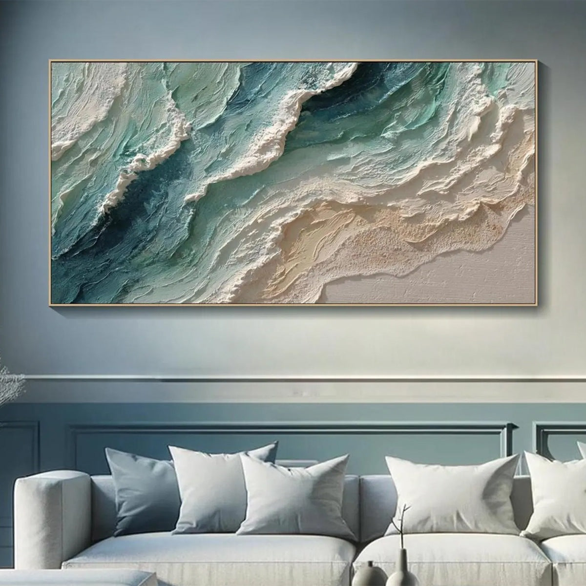 OCEAN'S BREATH: Textured Wabi Sabi Coastal Seascape Painting