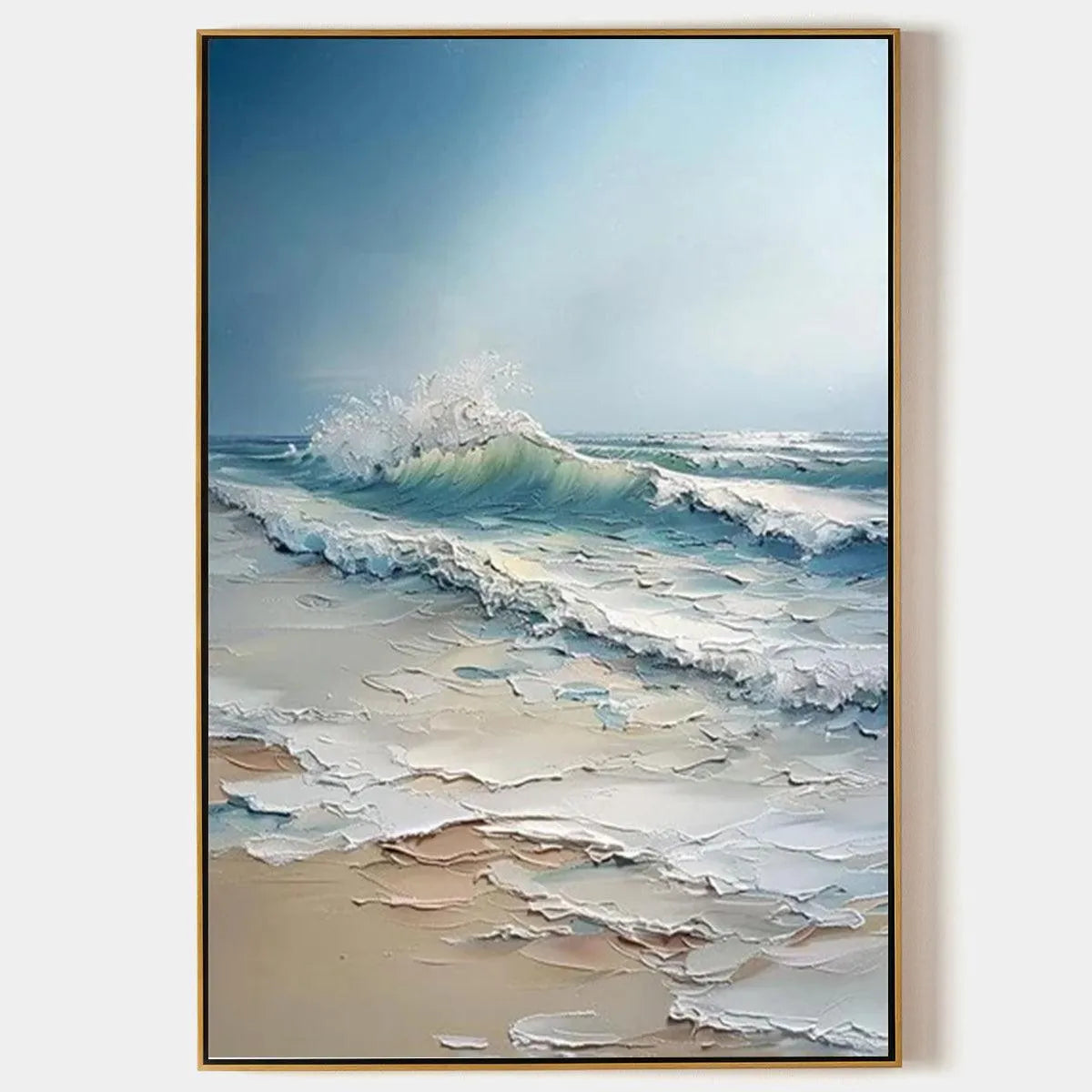 Textured Ocean Painting, Impasto Wall Art, Vertical Canvas, Beach Decor