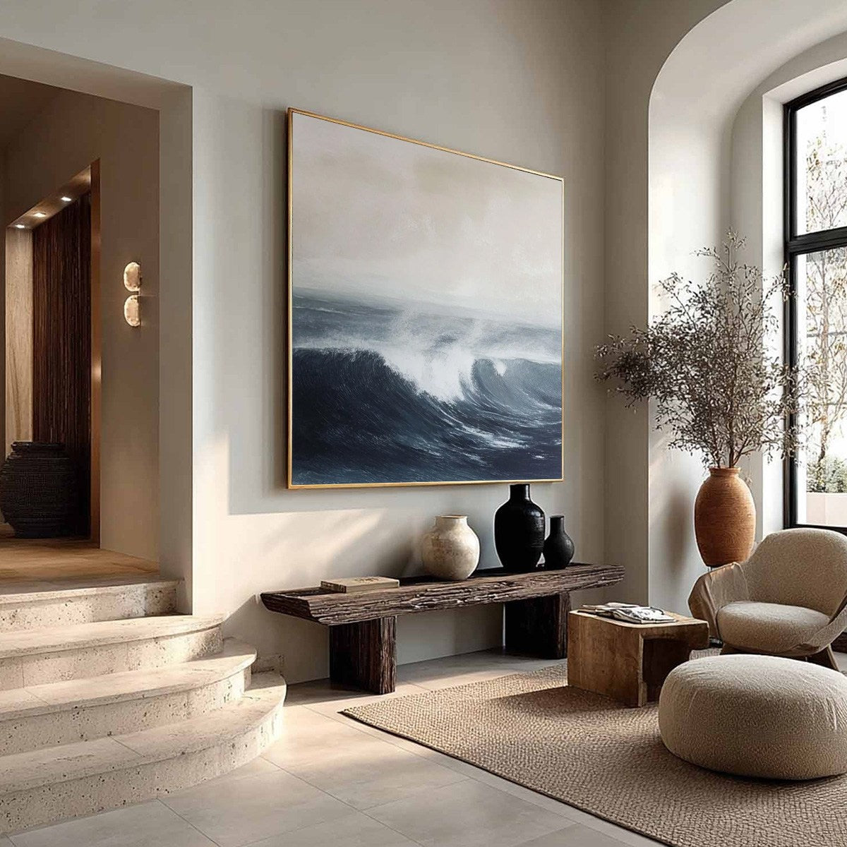 OCEAN'S EMBRACE: Atmospheric Coastal Seascape Oil Painting