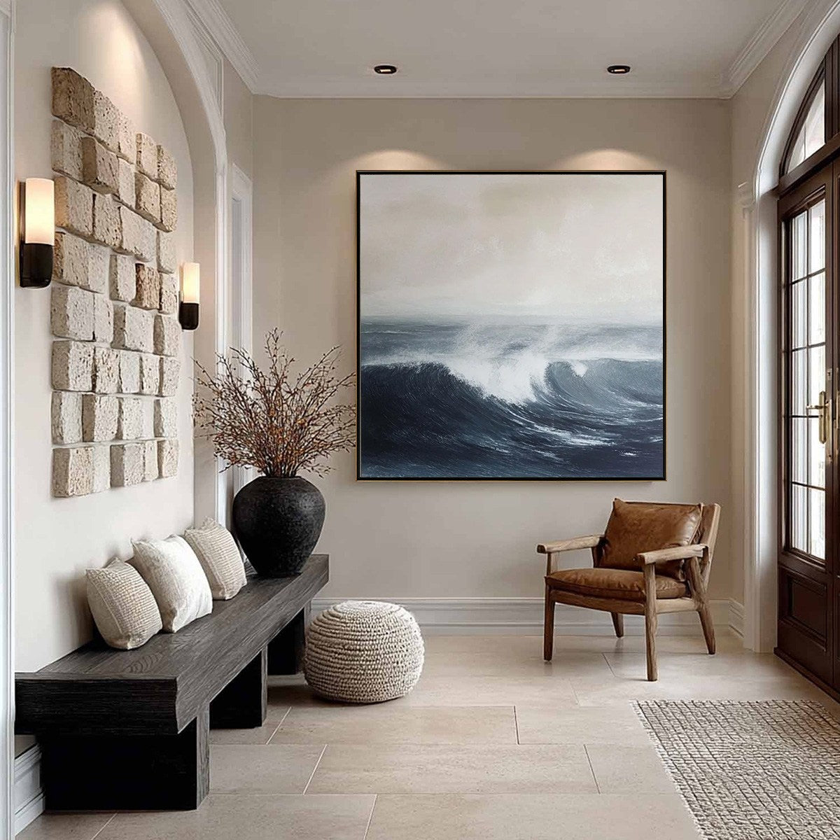 OCEAN'S EMBRACE: Atmospheric Coastal Seascape Oil Painting