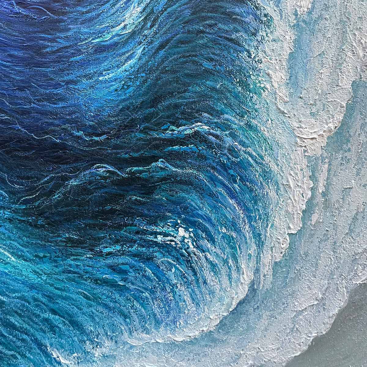 
OCEAN'S EMBRACE: Ocean Waves Seascape Oil Painting