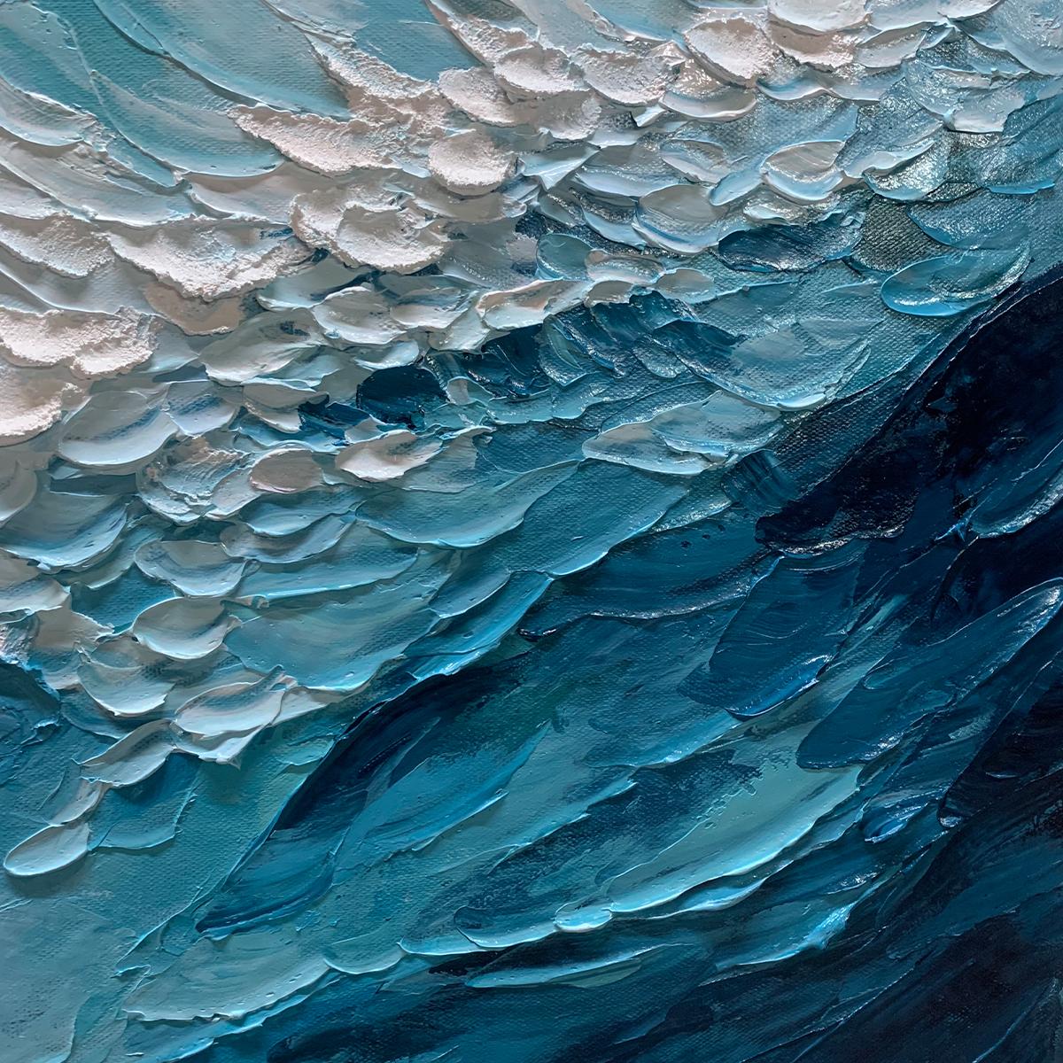 Ocean's Embrace: Original Textured Abstract Seascape Oil Painting