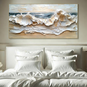 Ocean's Embrace: Original Impasto Coastal Oil Painting - Textured Seascape Wall Art
