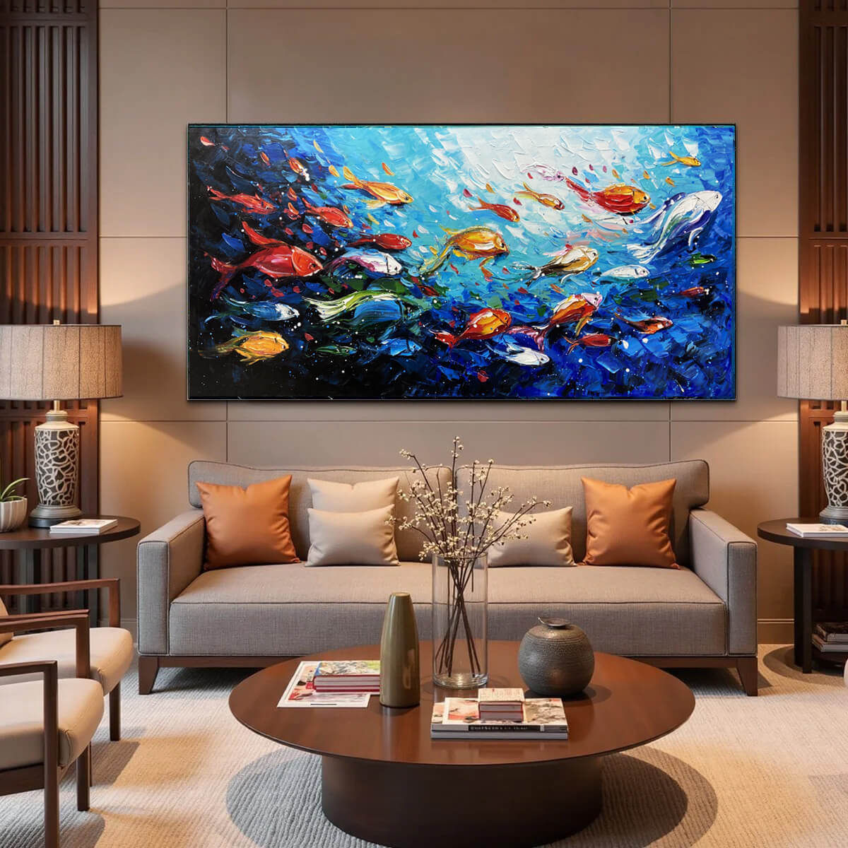 Ocean's Jewels: Original Impasto Colorful Fish Oil Painting