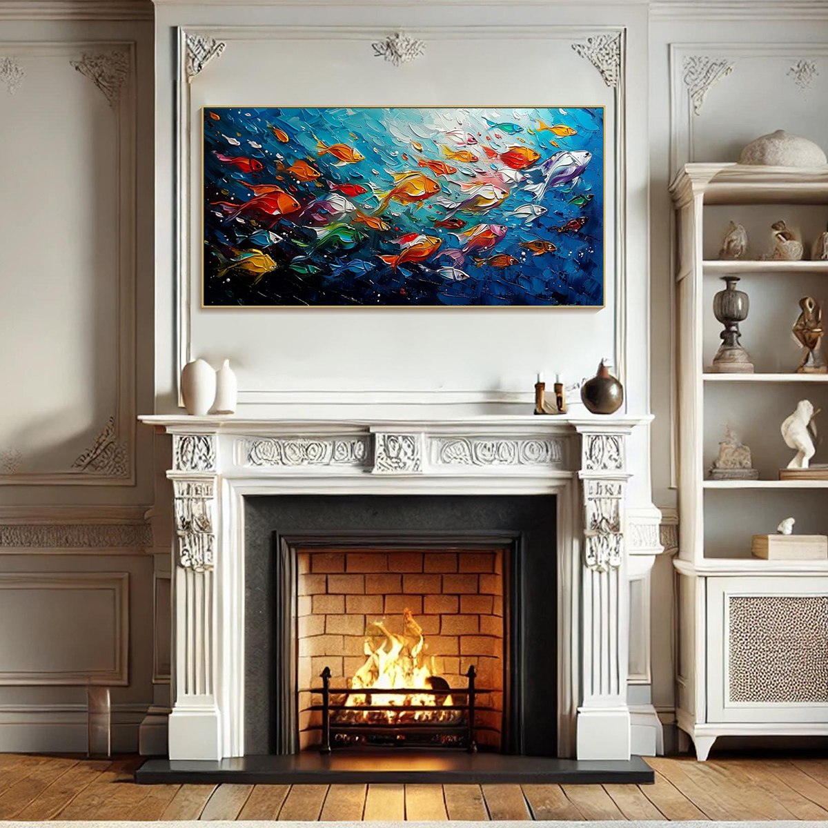 OCEAN'S JEWELS: Textured Impasto Colorful Fish Oil Painting