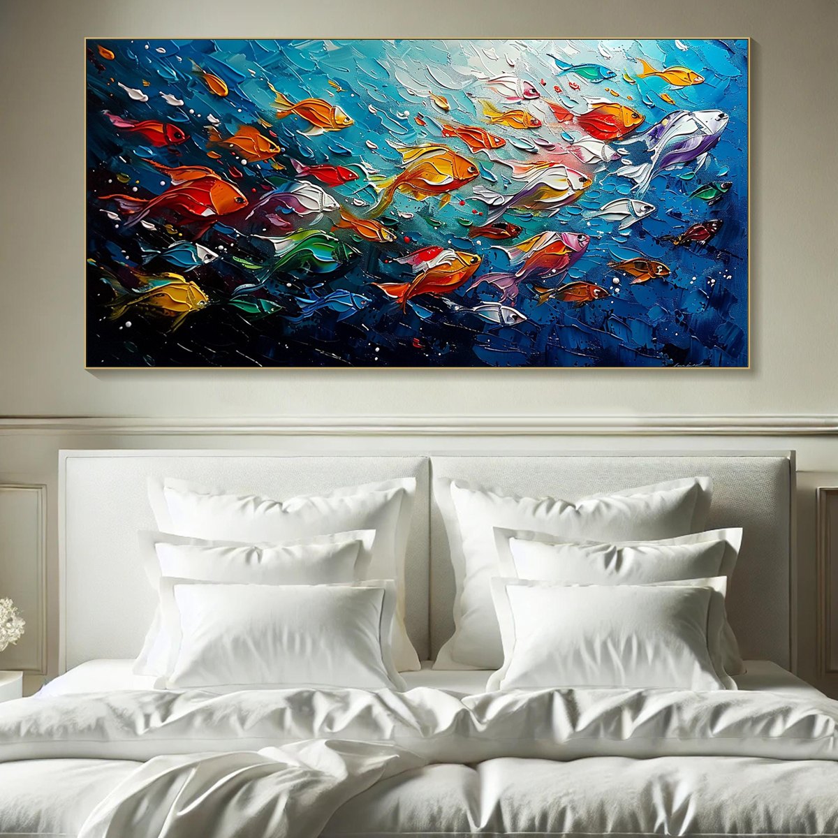 Ocean's Jewels: Original Impasto Colorful Fish Oil Painting - Vibrant Underwater Wall Art