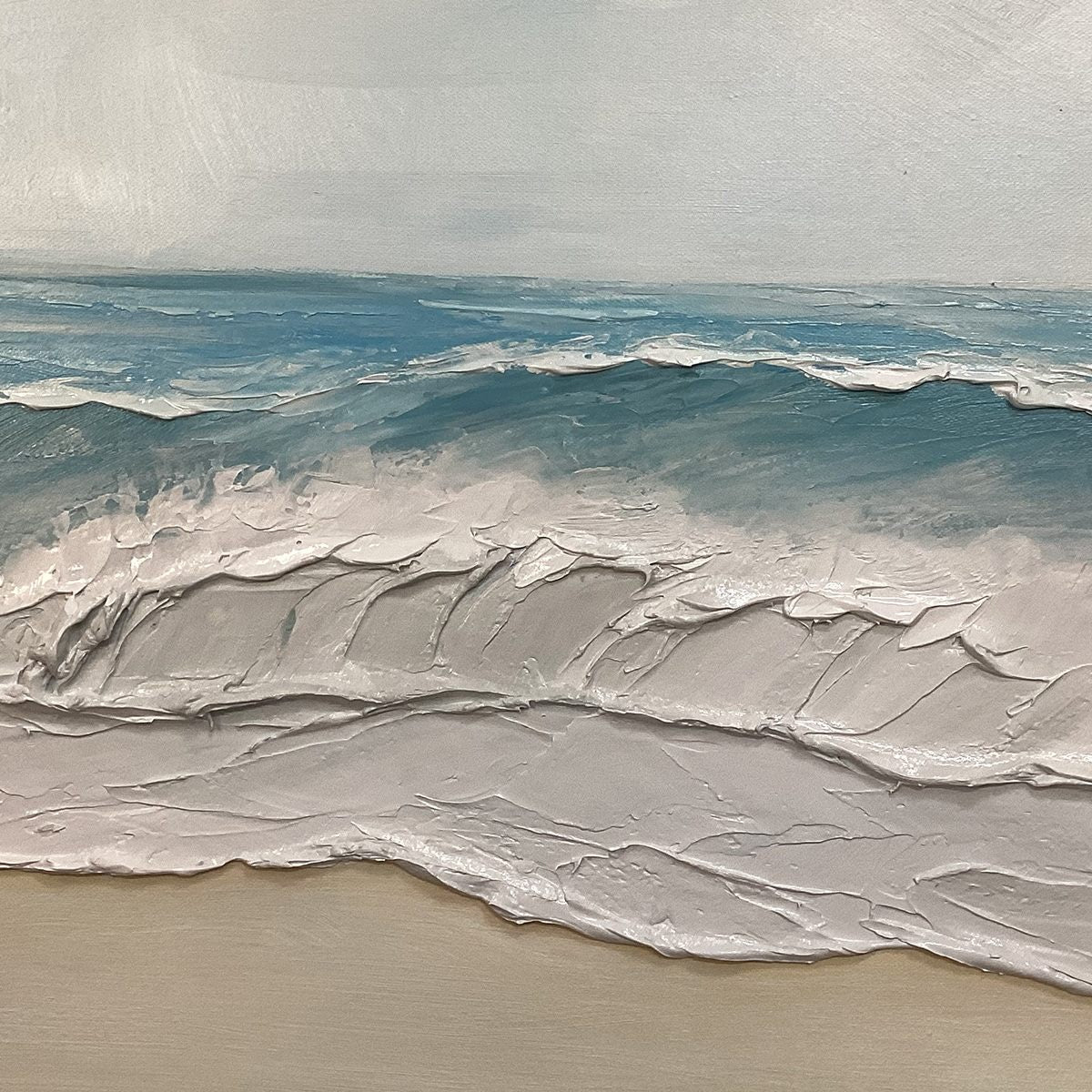 Panoramic Ocean Oil Painting | Blue White Wall Art – MontCarta