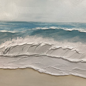 OCEAN WAVES PANORAMIC: Panoramic Ocean Painting, Beach Wall Art