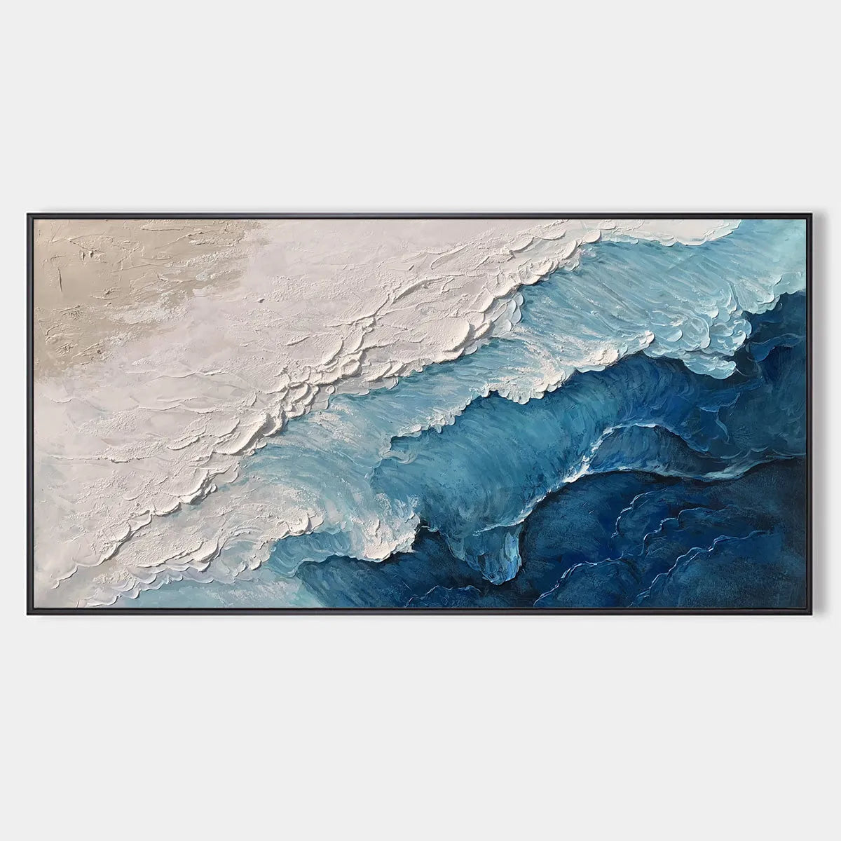 Textured Seascape Painting, Ocean Waves, Blue and White, Living Room, Bedroom