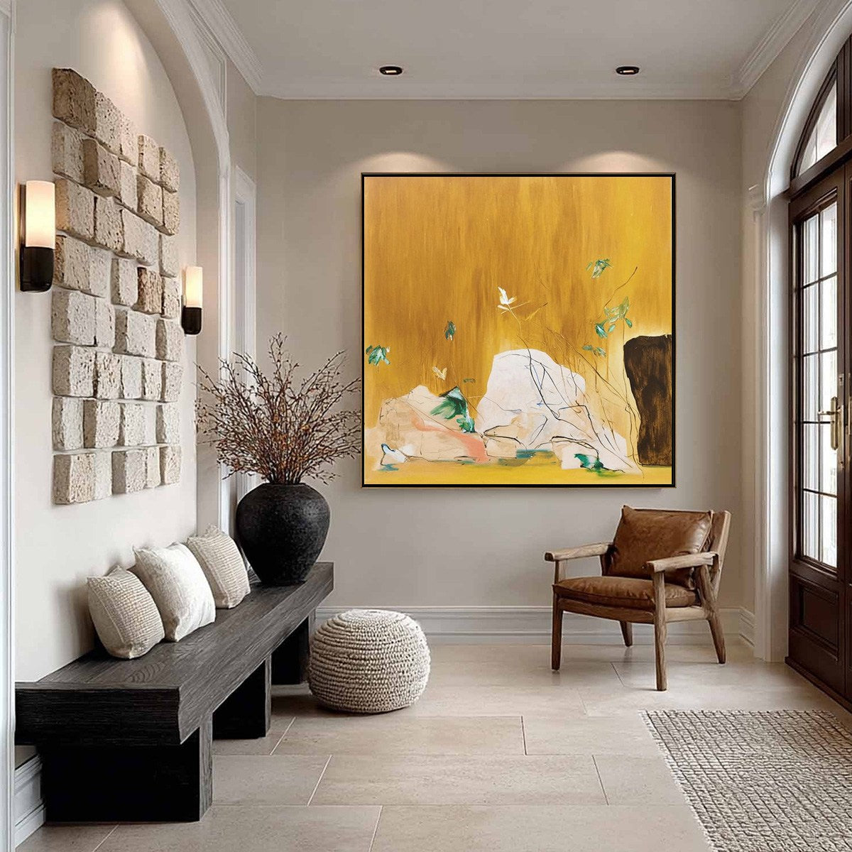 OCHRE SANCTUARY: Wabi-Sabi Abstract Painting with Earthy Tones