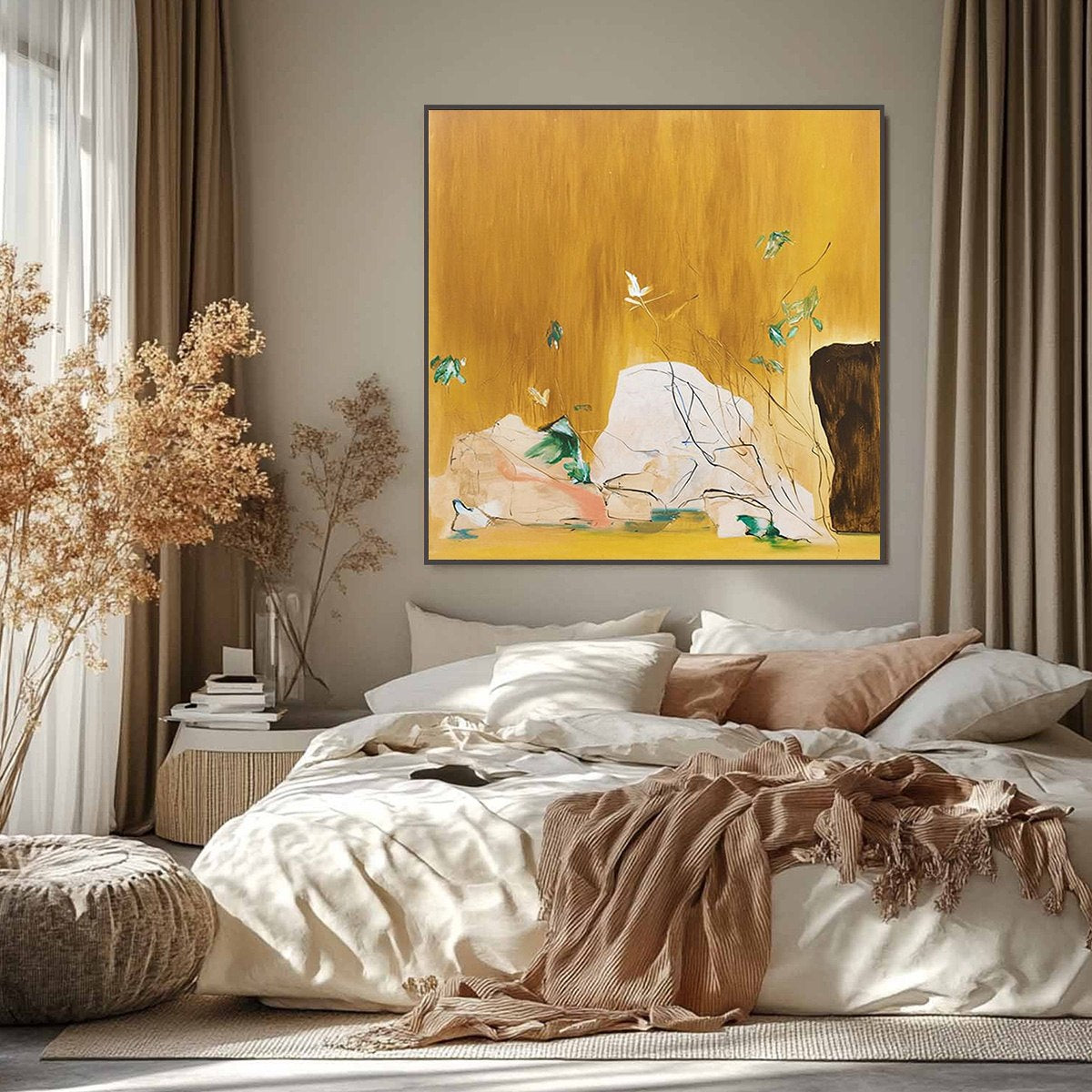 OCHRE SANCTUARY: Wabi-Sabi Abstract Painting with Earthy Tones