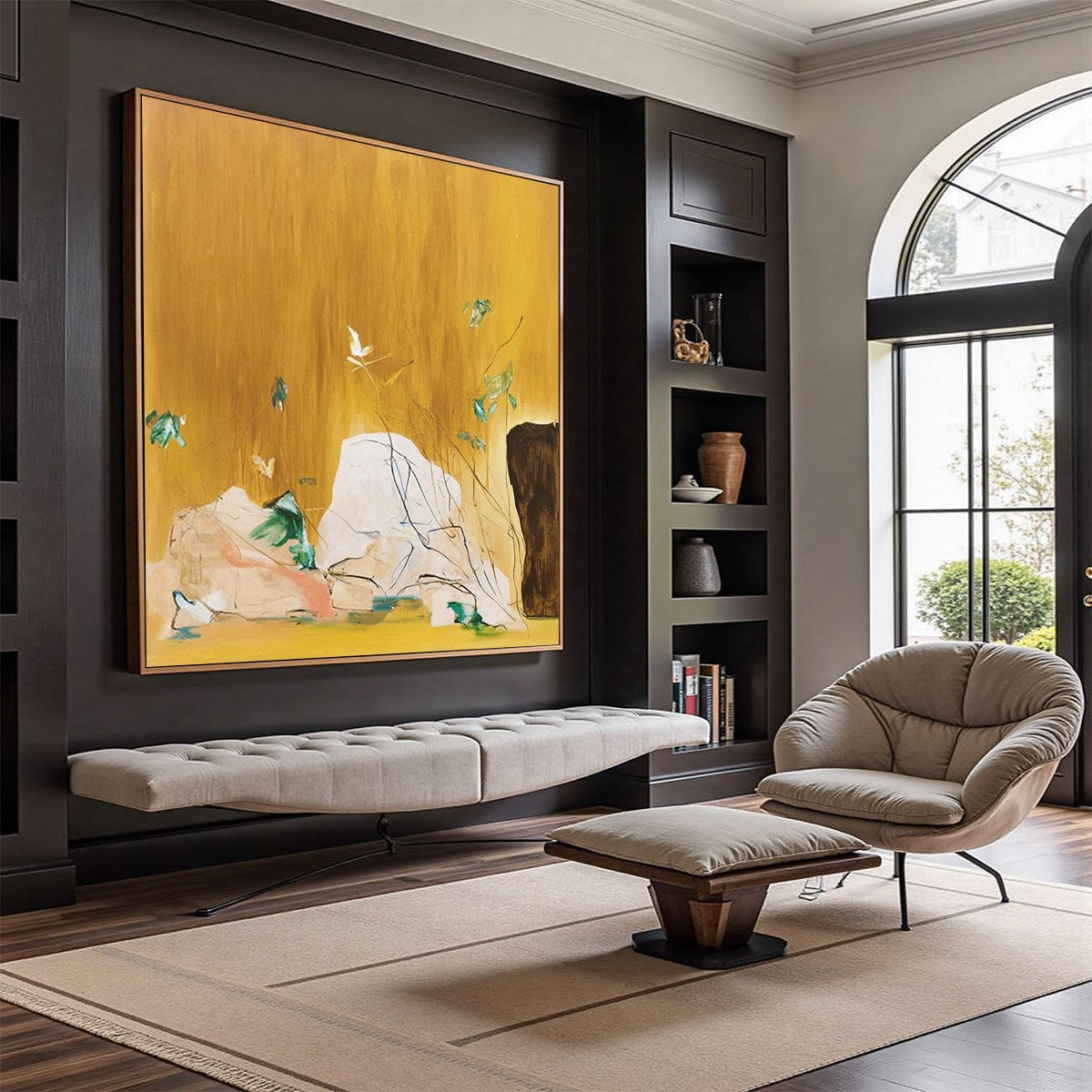 OCHRE SANCTUARY: Wabi-Sabi Abstract Painting with Earthy Tones