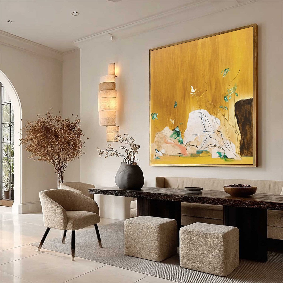 OCHRE SANCTUARY: Wabi-Sabi Abstract Painting with Earthy Tones
