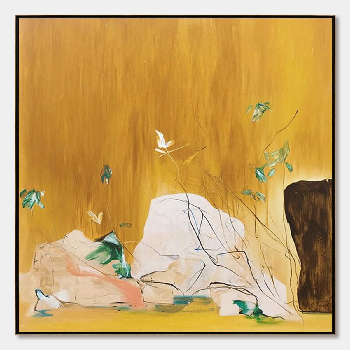 OCHRE SANCTUARY: Wabi-Sabi Abstract Painting with Earthy Tones