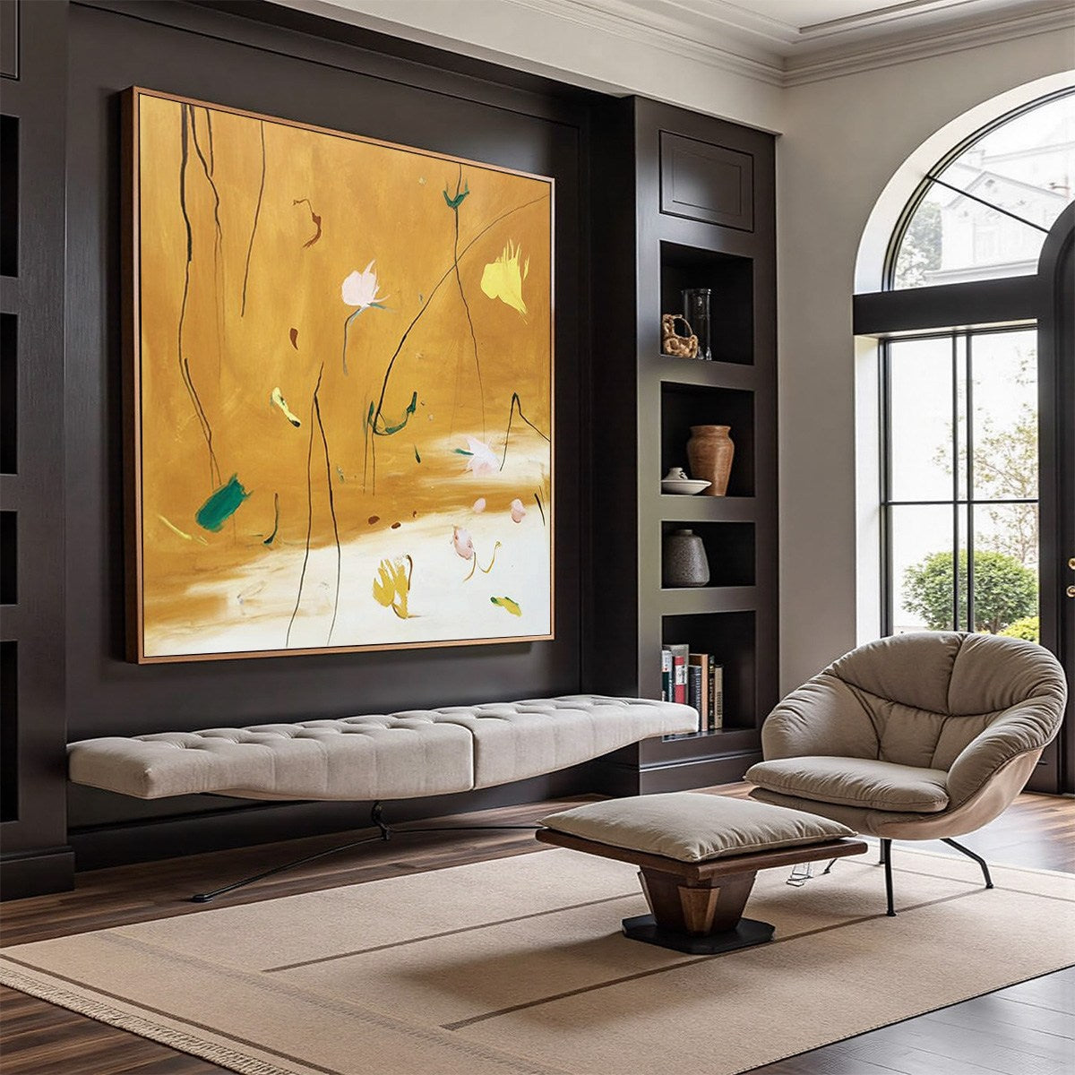 OCHRE WHISPERS: Wabi Sabi Inspired Abstract Floral Painting