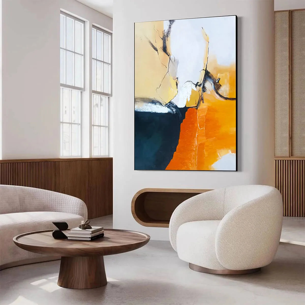 OCHRE FLOW: Abstract Oil Painting on Canvas