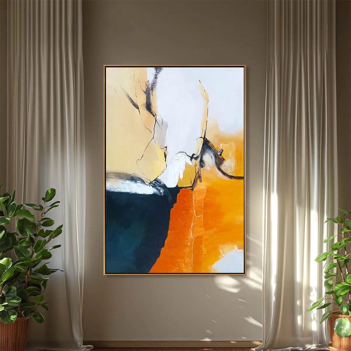 OCHRE FLOW: Abstract Oil Painting on Canvas