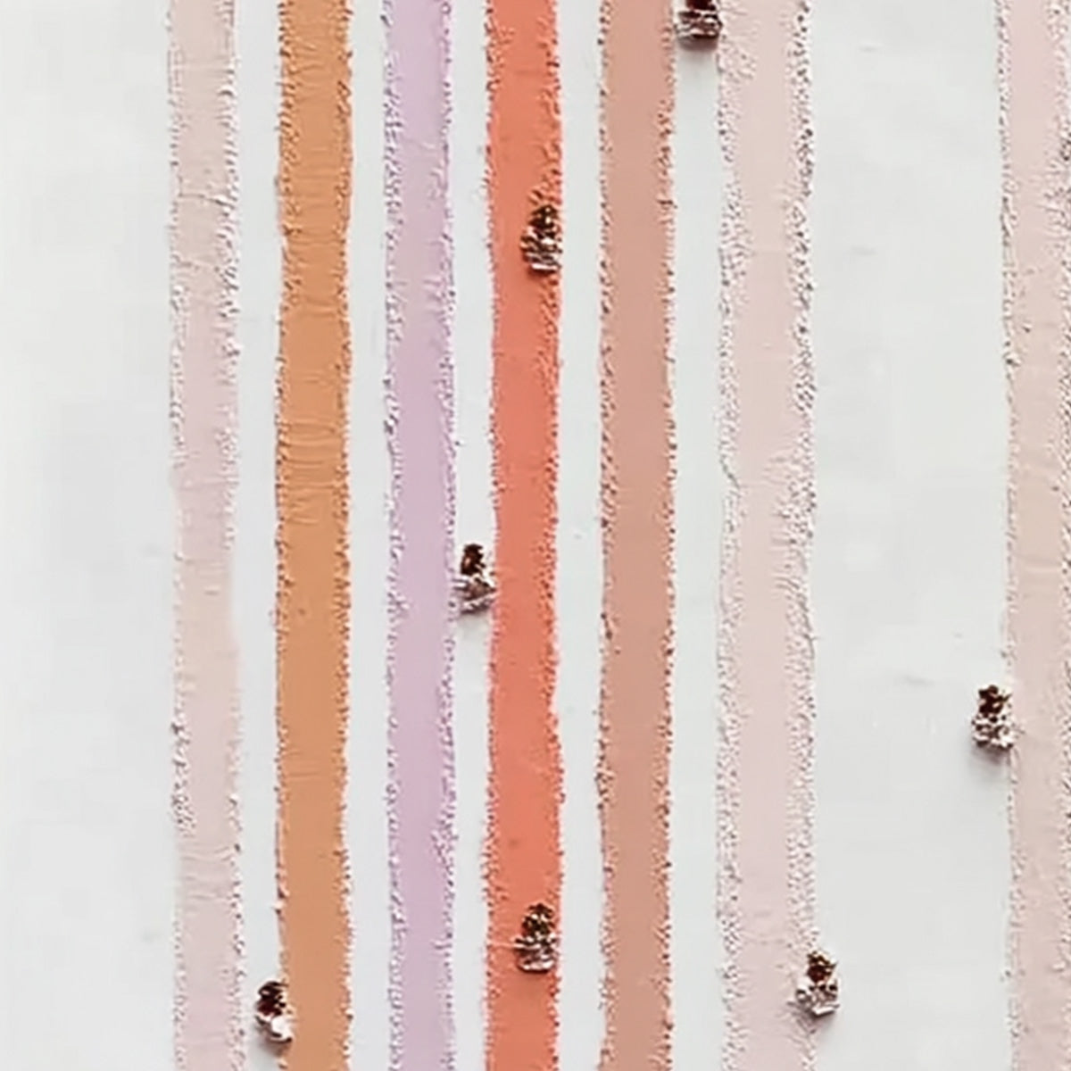 Original textured abstract painting "OUR WALKS": rows of pastel stripes with foil accents.