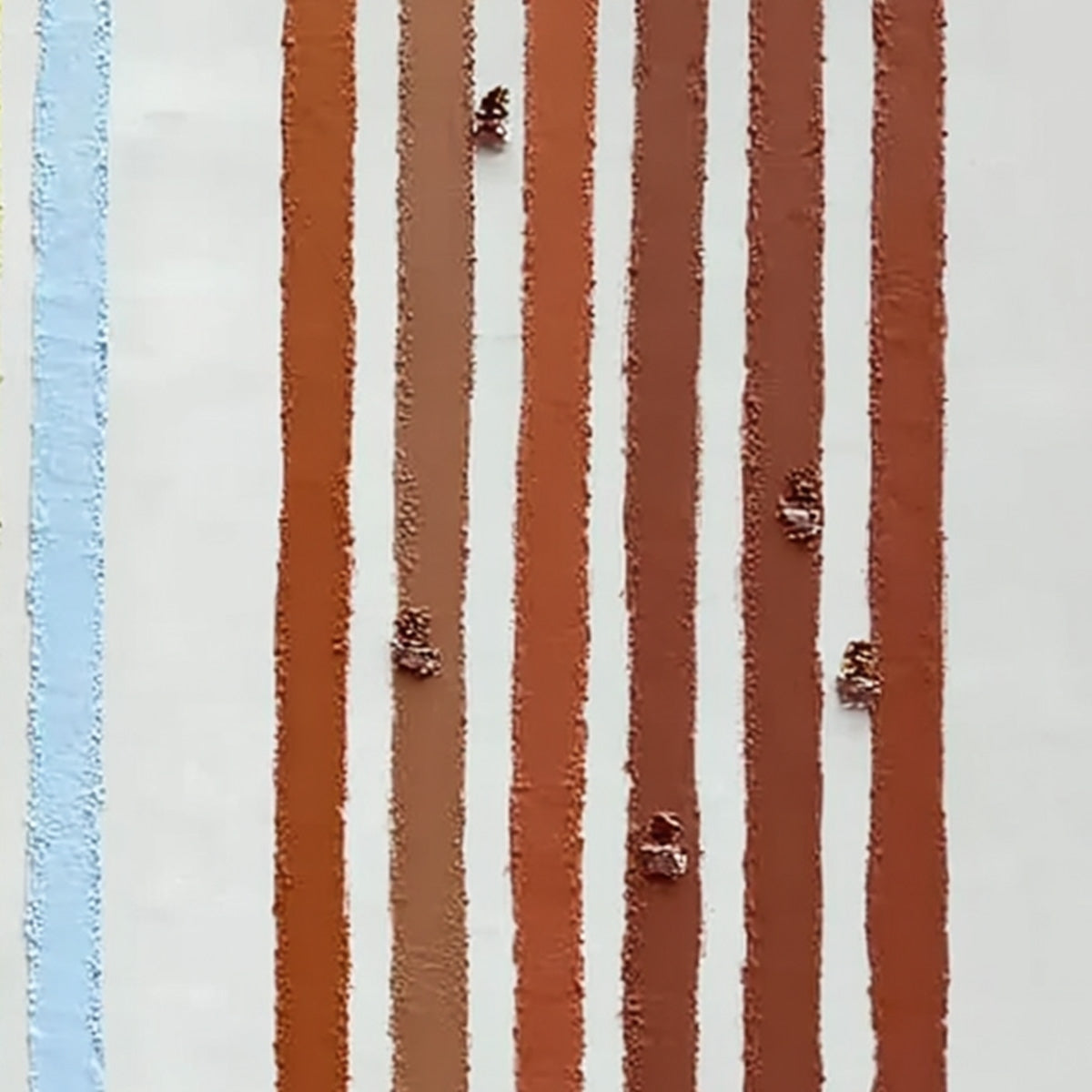 Original handmade abstract painting 'OUR WALKS' with impasto texture and colorful earthy stripes.