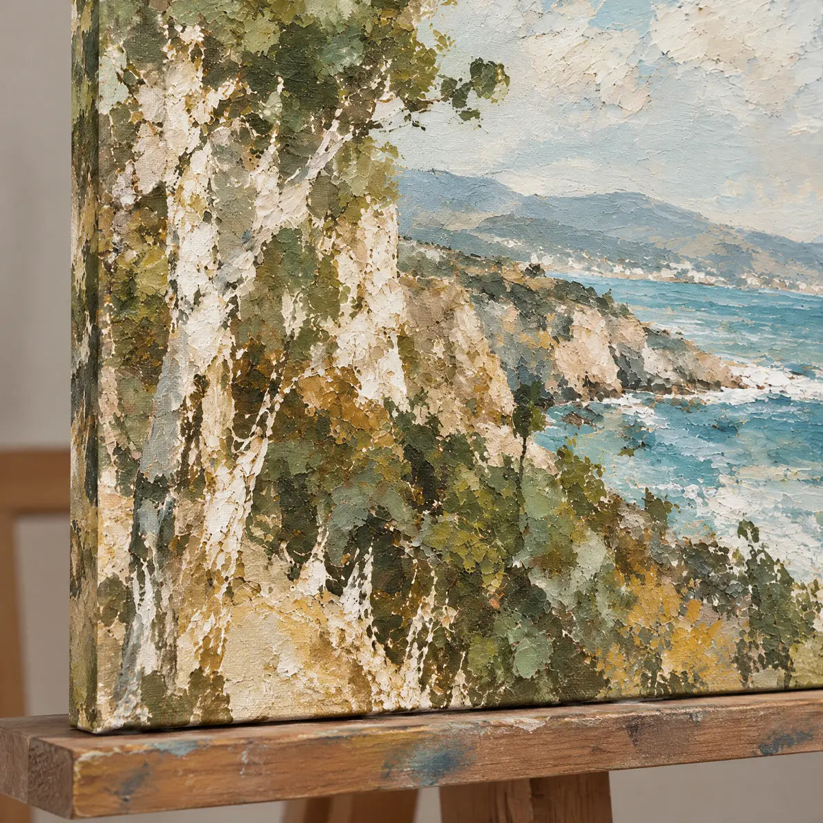 COASTAL CANOPY — Texture detail on an easel, no outer frame