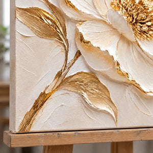 IVORY PETAL — Texture detail on an easel, no outer frame