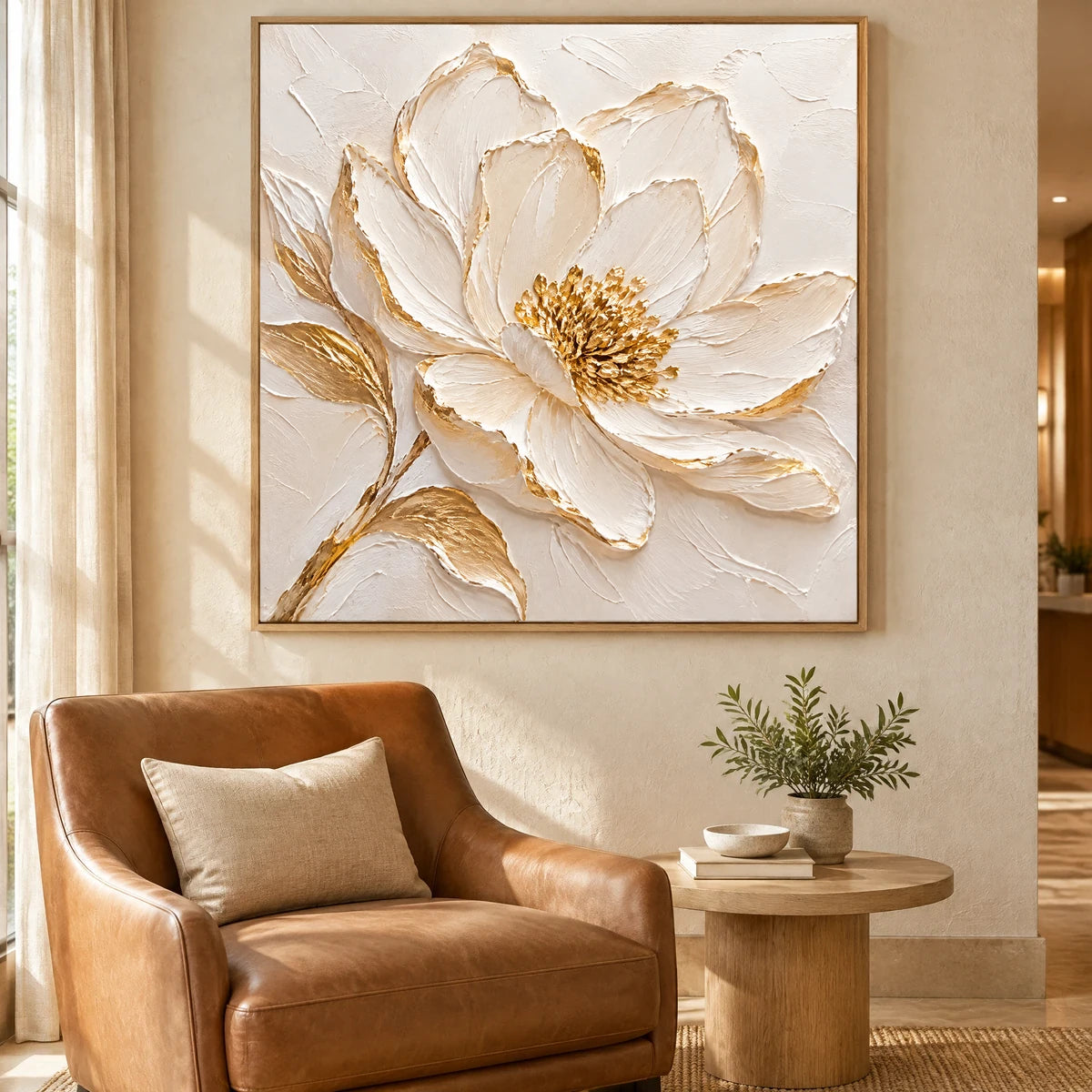 IVORY PETAL — Hotel, natural wood frame