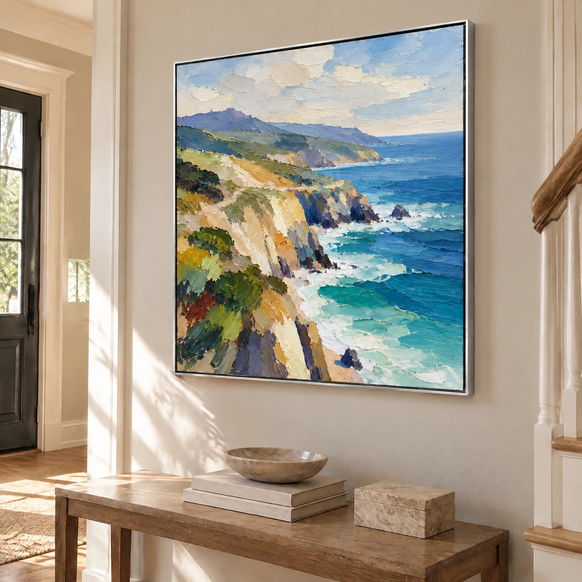 CLIFFSIDE LIGHT — Hallway, silver frame