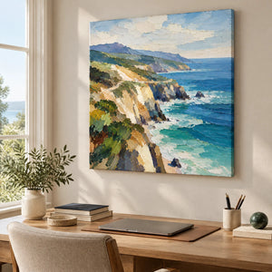 CLIFFSIDE LIGHT — Office, frameless stretched canvas