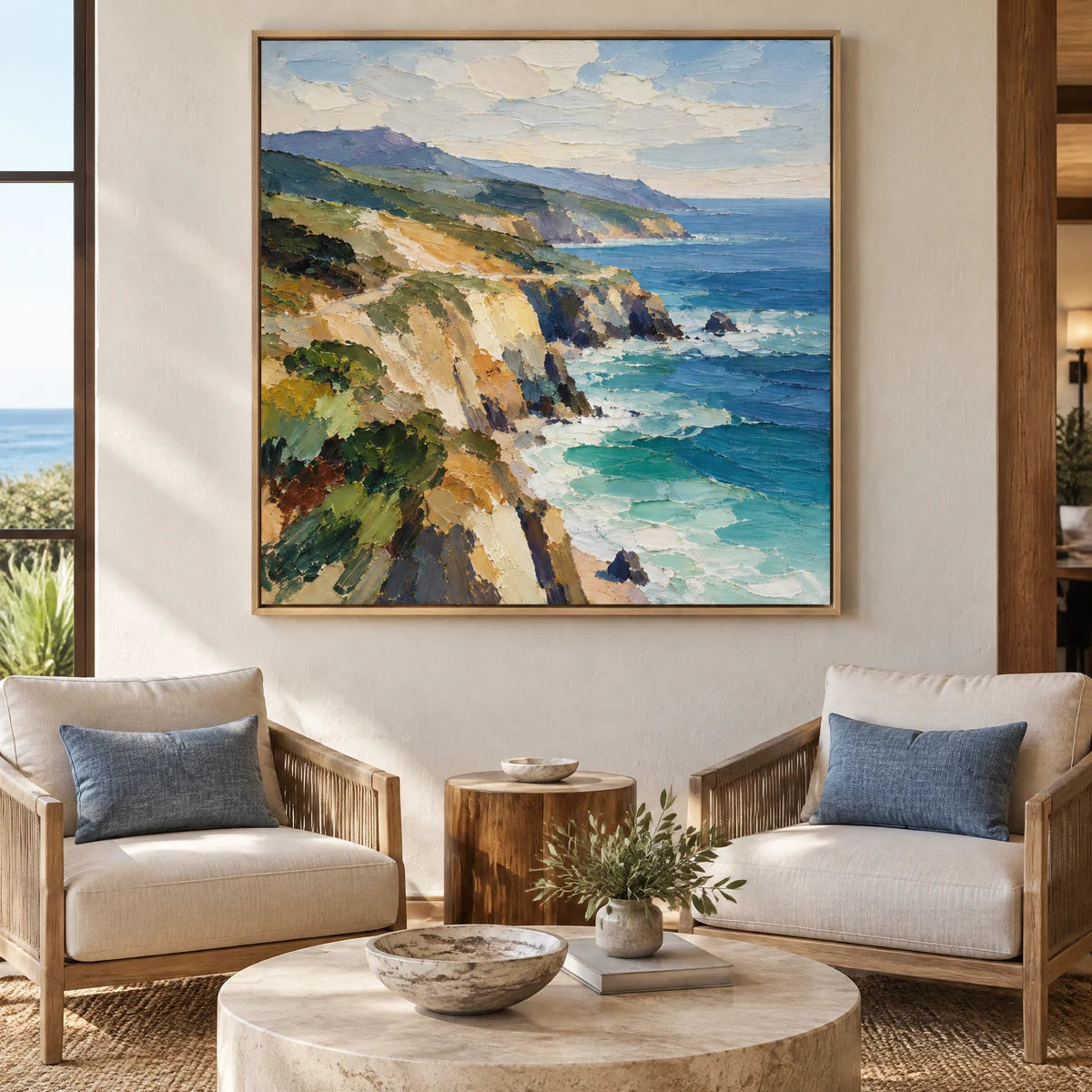 CLIFFSIDE LIGHT — Hotel, natural wood frame