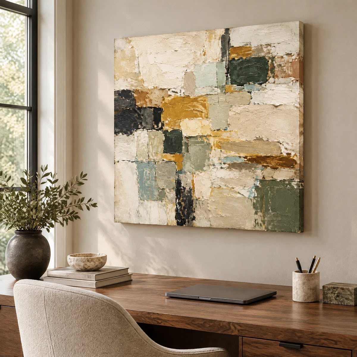 EARTH MOSAIC — Office, frameless stretched canvas
