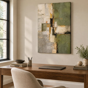 OLIVE INTERVALS — Office, frameless stretched canvas