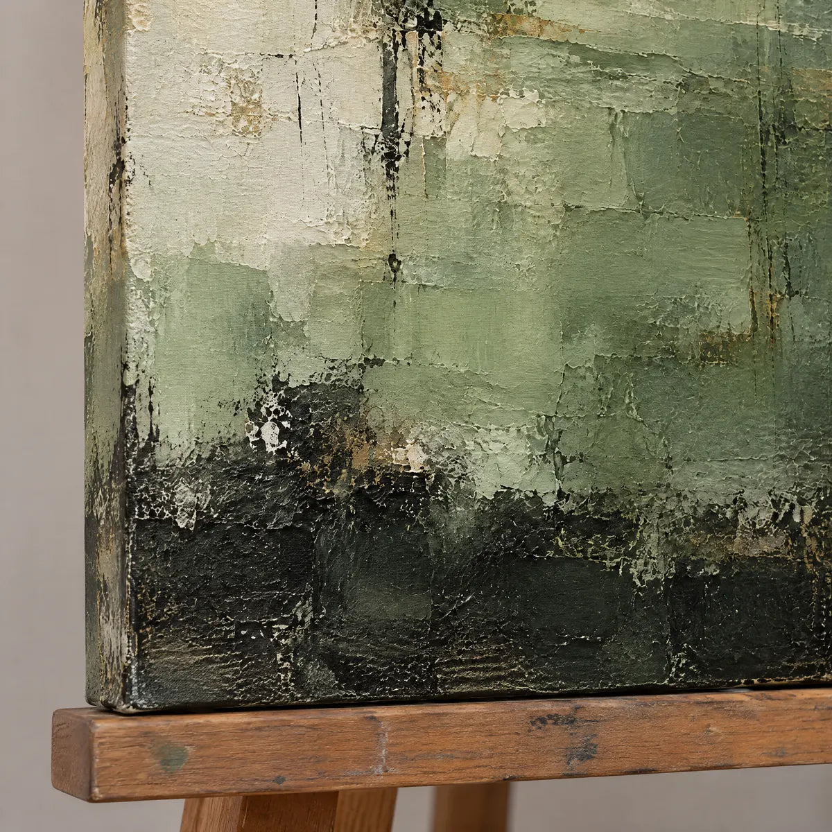 VERDANT VEIL — Texture detail on an easel, no outer frame