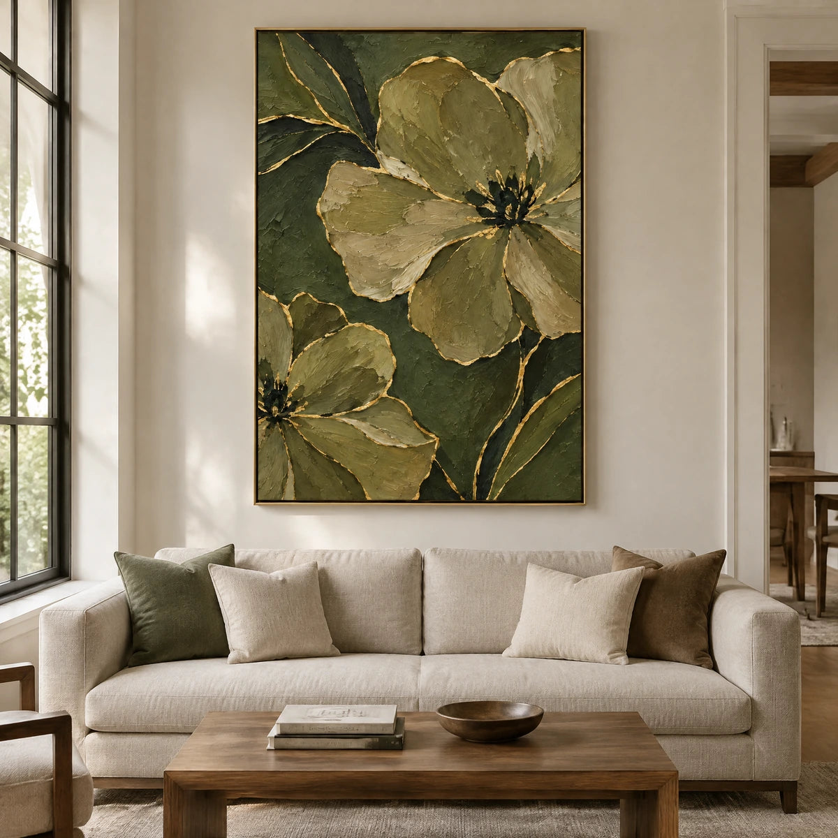 OLIVE BLOOM — Living room, gold frame