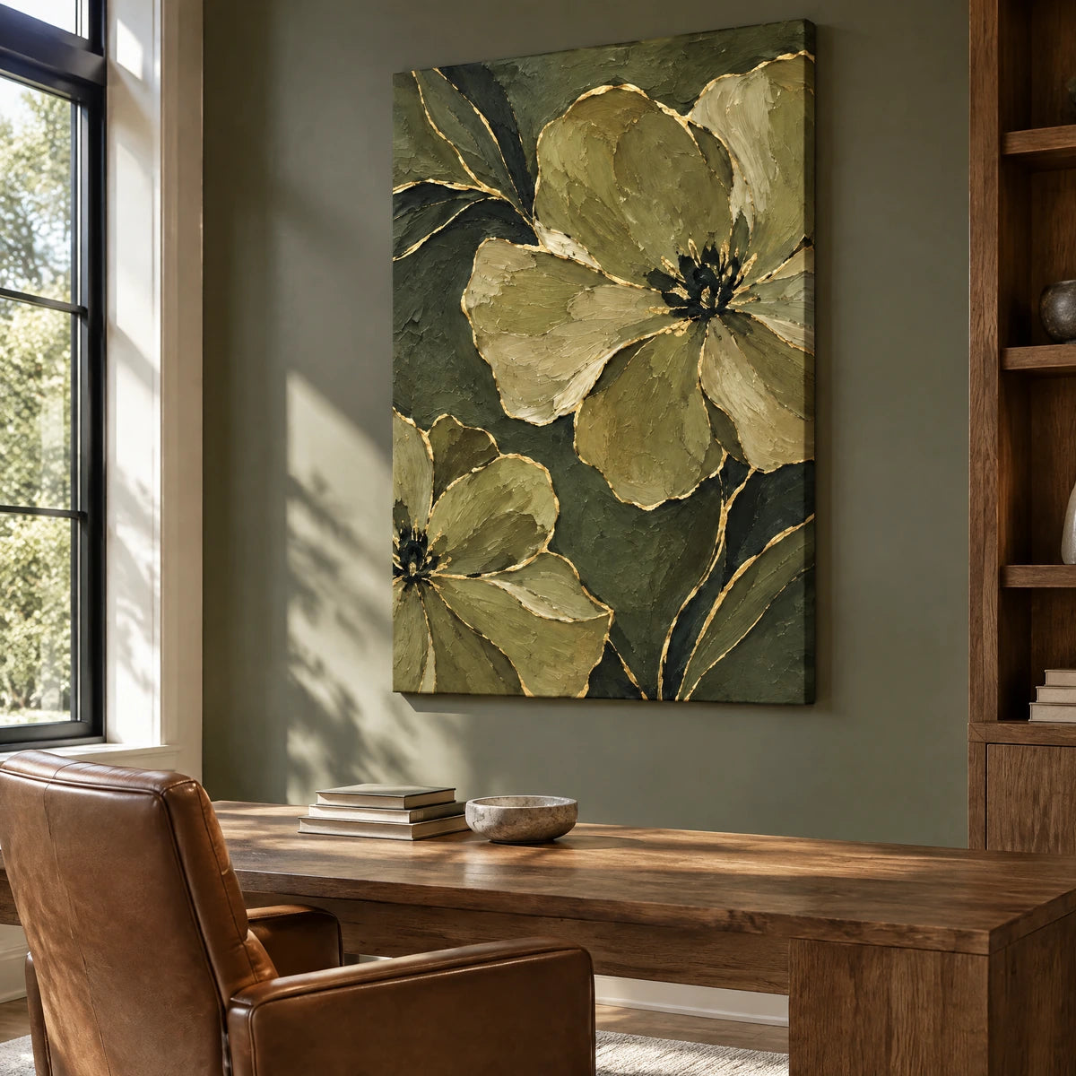 OLIVE BLOOM — Office, frameless stretched canvas