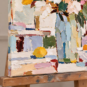 BOUQUET IN MOTION — Texture detail on an easel, no outer frame