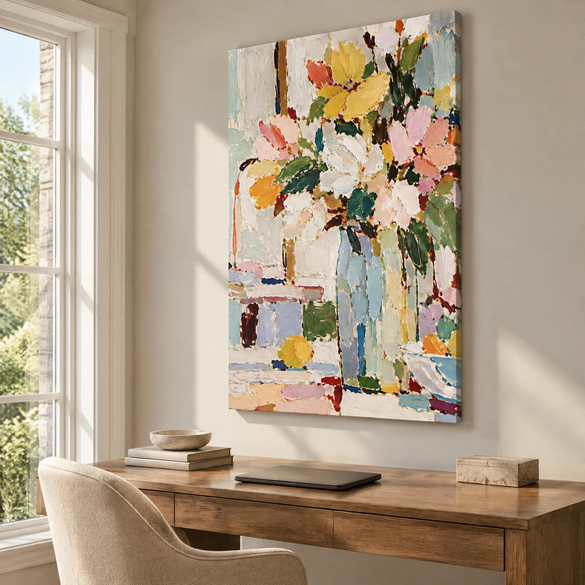 BOUQUET IN MOTION — Office, frameless stretched canvas