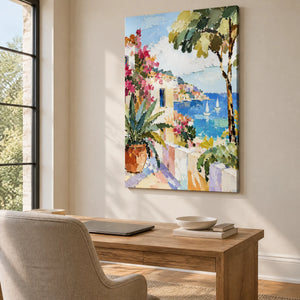 TERRACE BY THE SEA — Office, frameless stretched canvas