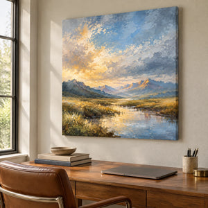 VALLEY AFTERGLOW — Office, frameless stretched canvas