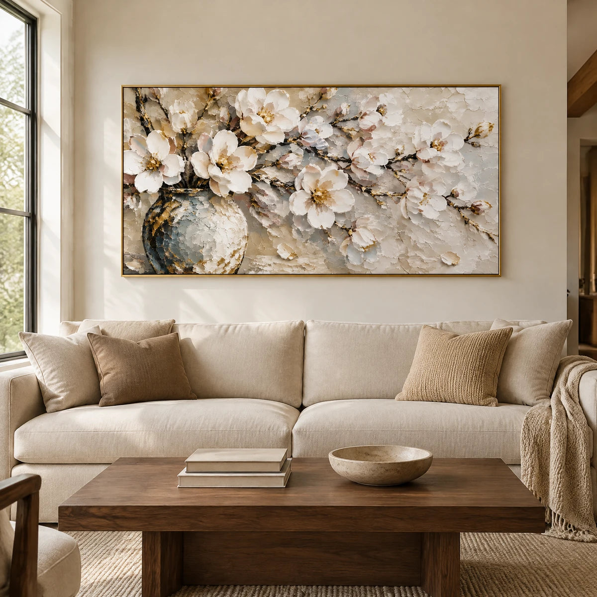 PORCELAIN BOUQUET — Living room, gold frame
