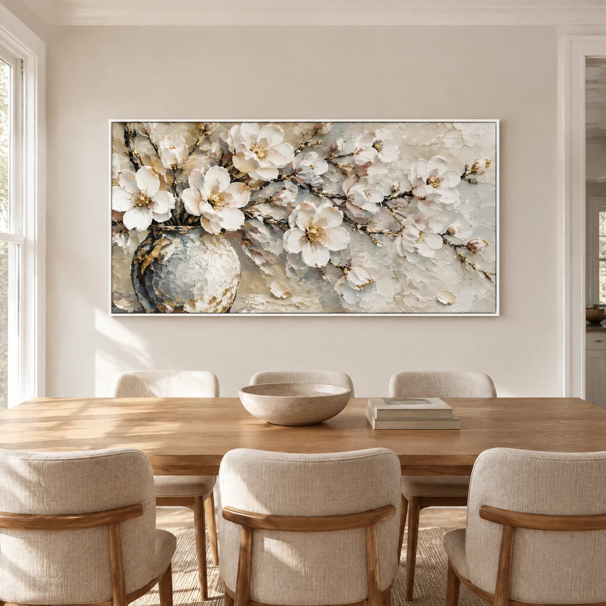PORCELAIN BOUQUET — Dining room, white frame