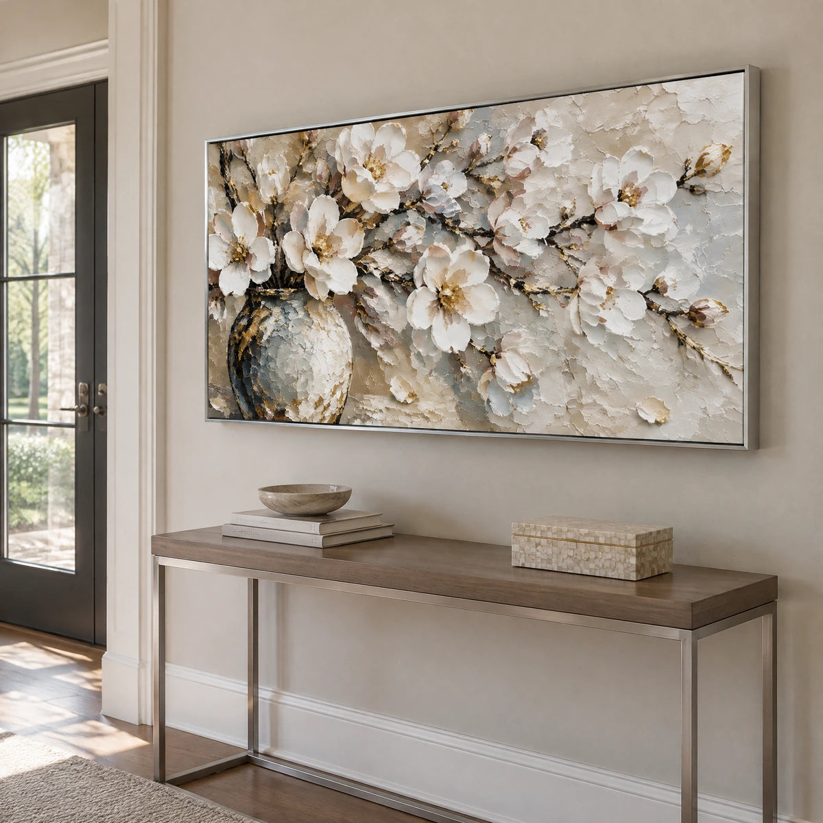 PORCELAIN BOUQUET — Hallway, silver frame