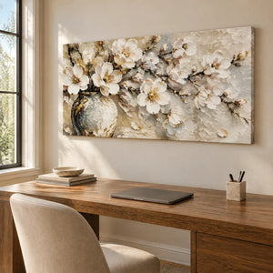 PORCELAIN BOUQUET — Office, frameless stretched canvas