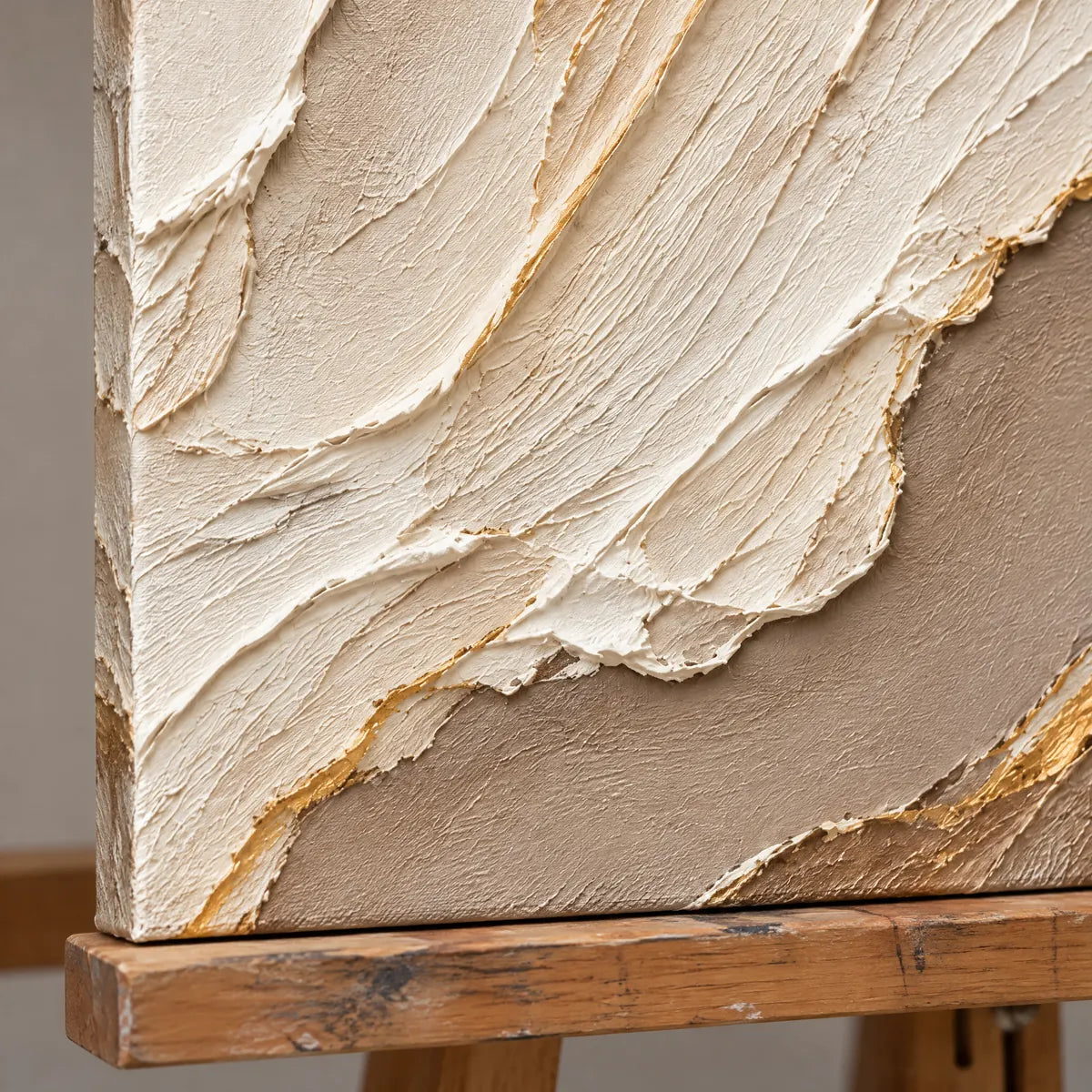 IVORY STRATA — Texture detail on an easel, no outer frame