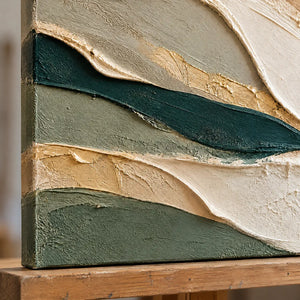 OLIVE DRIFT — Texture detail on an easel, no outer frame