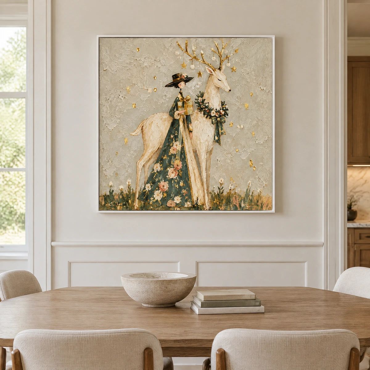 WOODLAND EMISSARY — Dining room, white frame
