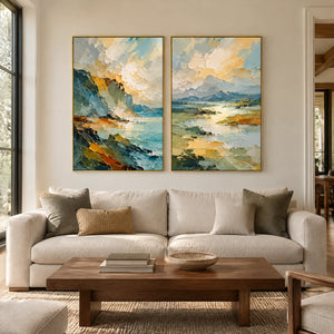 TWO SHORES — Living room, gold frame