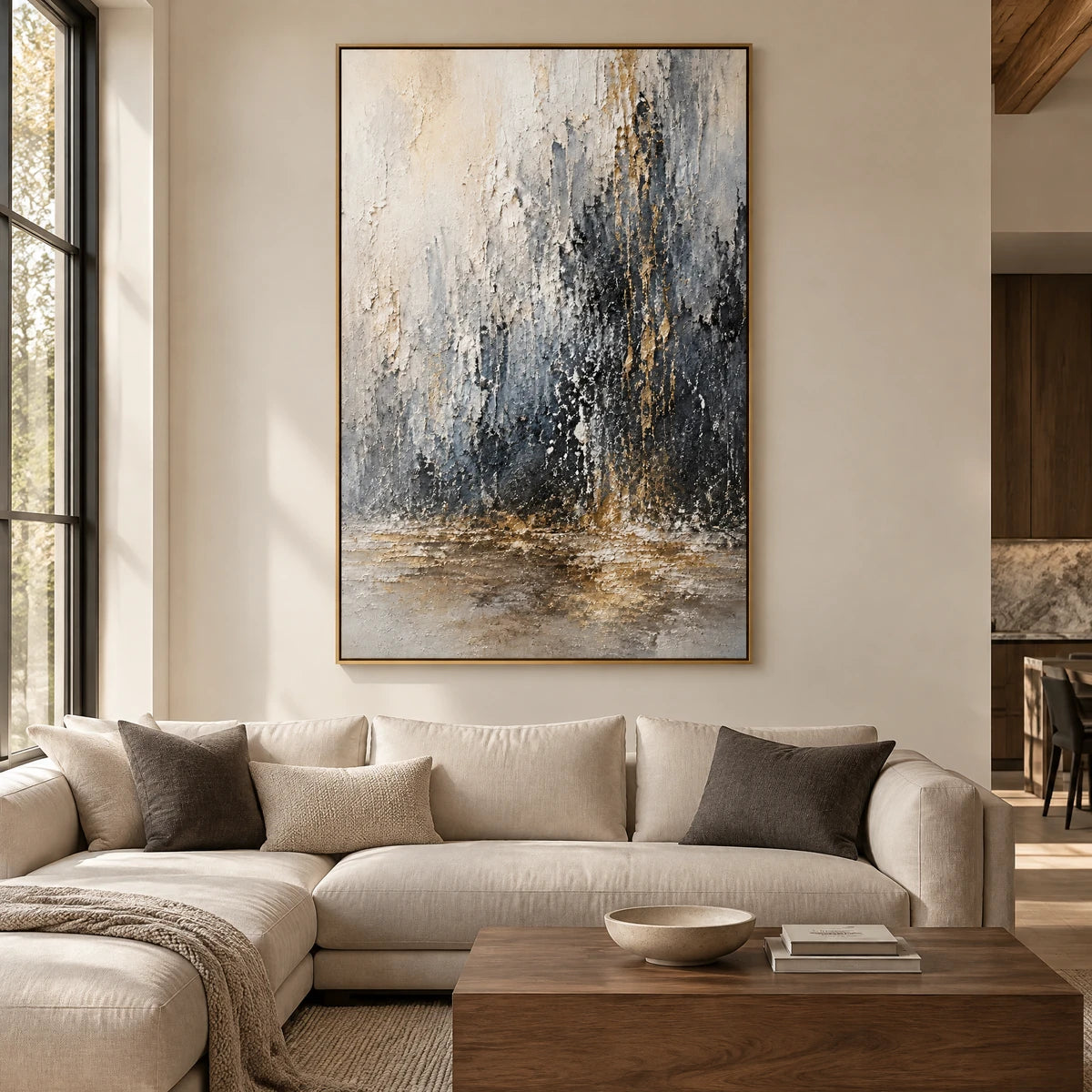 SILVER RAINFALL — Living room, gold frame